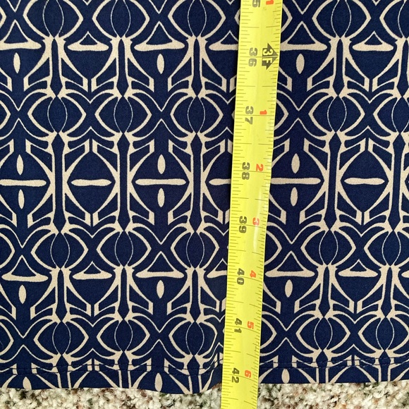 PerSeption Concept Navy Geometric Midi Dress L | Stretchy Short Sleeve - Picture 8 of 8